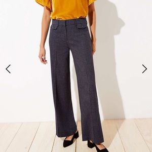 NWT LOFT High waist wide leg pant Navy/white size6